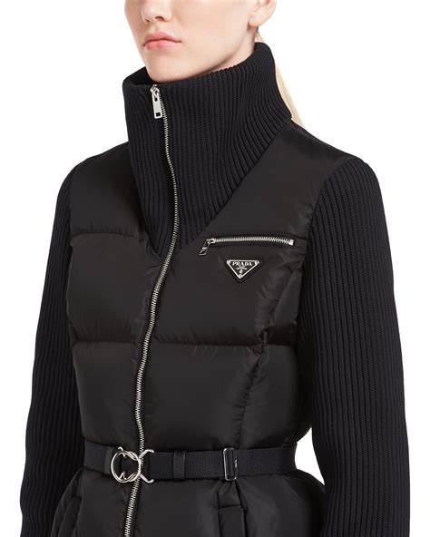 prada puffer jacket fur trim|prada puffer jackets women's.